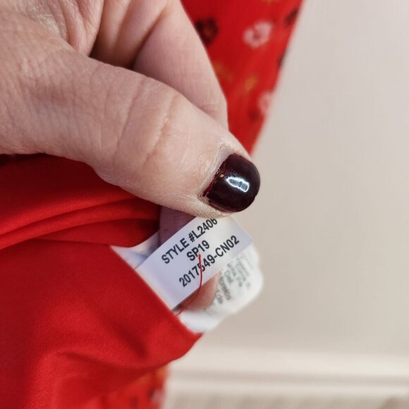 Madewell Ruffle-Strap Wrap Dress Red Midi Floral Print Summer Women's 6 - Picture 12 of 12